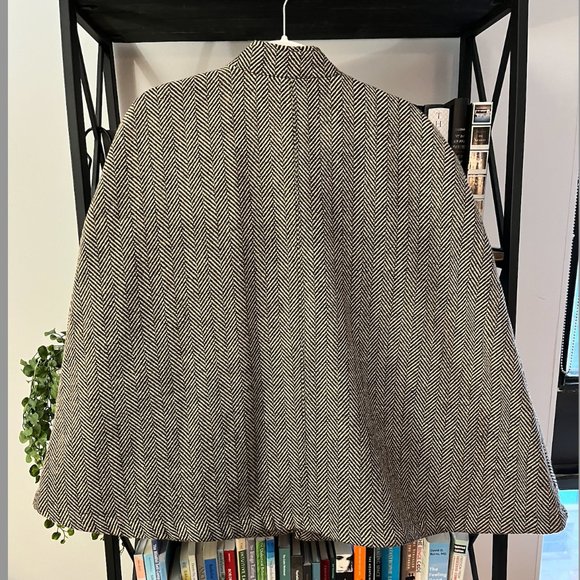 ModCloth Brown Tweed Wool Blend Cape, Size Small - Picture 4 of 4